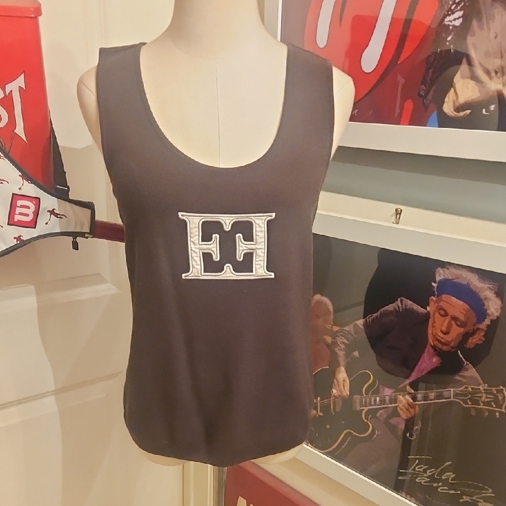 Escada Dark Brown Tank Top with White Logo